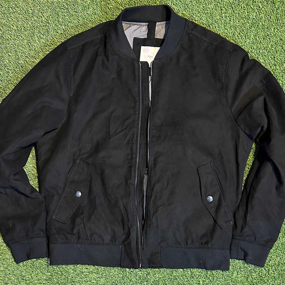 Mango Classic Black Bomber Jacket